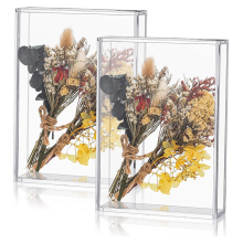 Lot de 2 boîtes à ombres en acrylique, vitrines, boîtes à cadre transparent, boîtes à souvenirs de mariage, fleurs séchées