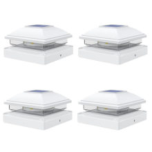 Confezione da 4 luci solari per pali da esterno, 16 LED, impermeabili, per recinzione, da esterno, luci da ponte