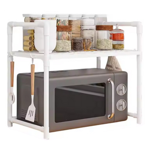 Kitchen Storage Rack Multi-Layer Microwave Adjustable Standing Countertop Condiment Oven Shelf Accessorie B