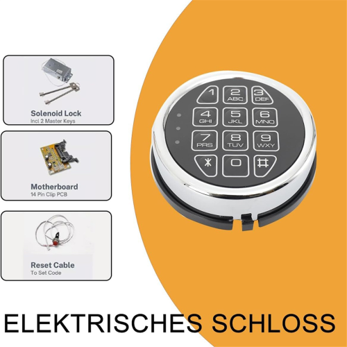 Replacement Electronic Safe Lock with Solenoid & 2 Override Keys,Chrome Keypad Security Fireproof Box and More 2