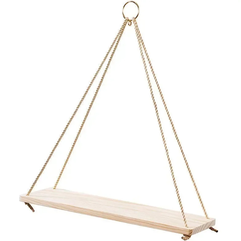 Wooden Rope Swing Wall Hanging Plant Flower Pot Tray Mounted Floating Shelves Nordic Home Decoration Mored Simple 4851366104019