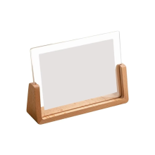Cadre photo en noyer/hêtre en acrylique en forme de U transparent pour bureau, photos de mariage, décoration de bureau B