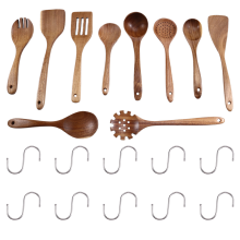 10-Piece Wooden Spoons for Cooking,Smooth Teak, Comfort Grip, & ,Easy to Clean,Teak Spoon Sets