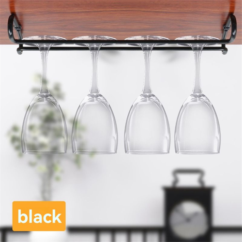 2Pcs Adjustable Wine Glass Rack Under Cabinet, Punch-Free 3 Rows Stemware Holder 2