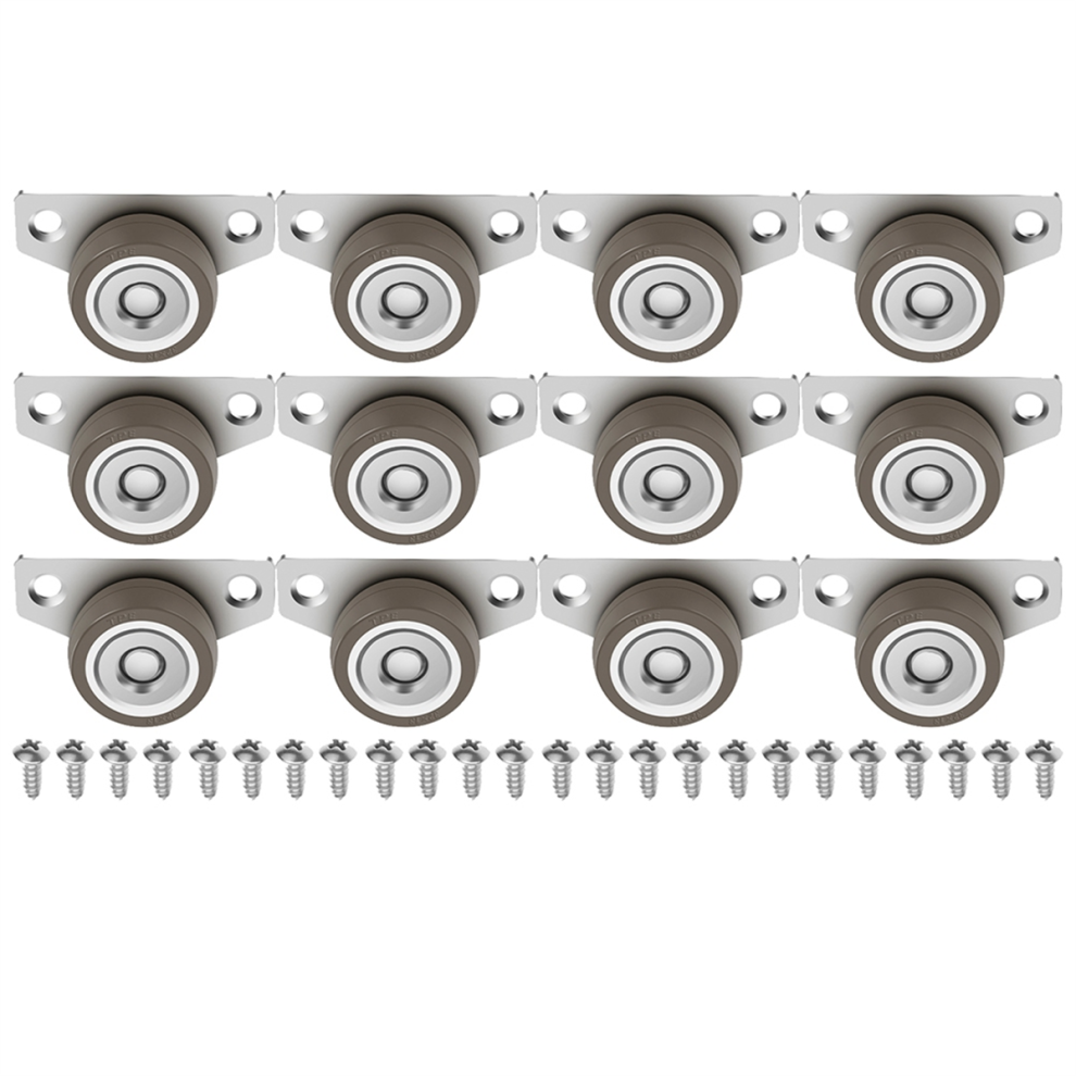 12Pcs Furniture Caster Wheels 1.25 Inch Small Side Mount Low Profile Casters Non Swivel Rigid Silent For Drawers 4851366107874