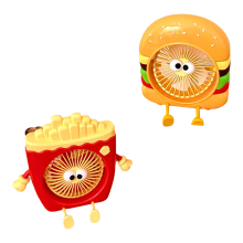 Jouet alimentaire Burger Frites Petit ventilateur Chargement USB Portable Trois vitesses Bureau Cadeau d'été
