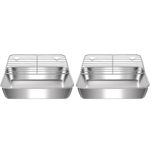 Set di 2 teglie da forno, teglia per biscotti in acciaio inossidabile, atossiche e resistenti, facili da pulire