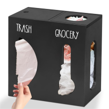 Porta sacchetti della spesa 2 in 1, distributore di rifiuti, supporto in legno, supporto da parete per rifiuti, per sacchetti di plastica A