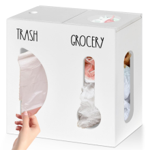 Porta sacchetti della spesa 2 in 1, distributore di rifiuti, supporto in legno, supporto da parete per rifiuti, per sacchetti di plastica B