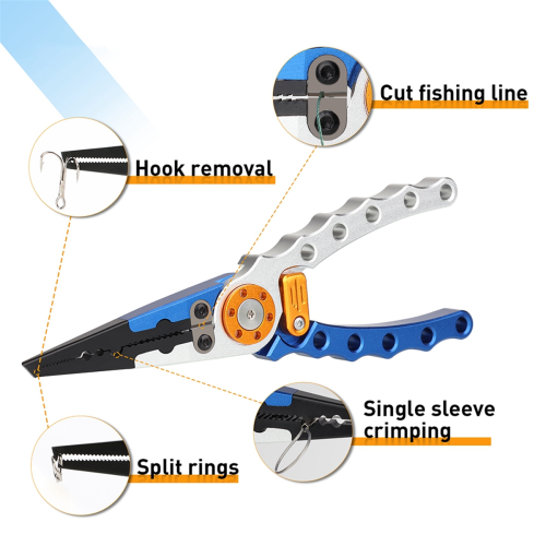 Aluminum Multitool Fishing Pliers Hook Remover Line Cutting and Split Ring Gear Tools Sets 2