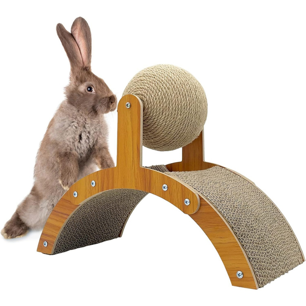 Exogio Scratch Toy Natural Sisal Cat Scratching Ball Rope Bunny Claw Scratcher Rotating Interactive Pet Toys
