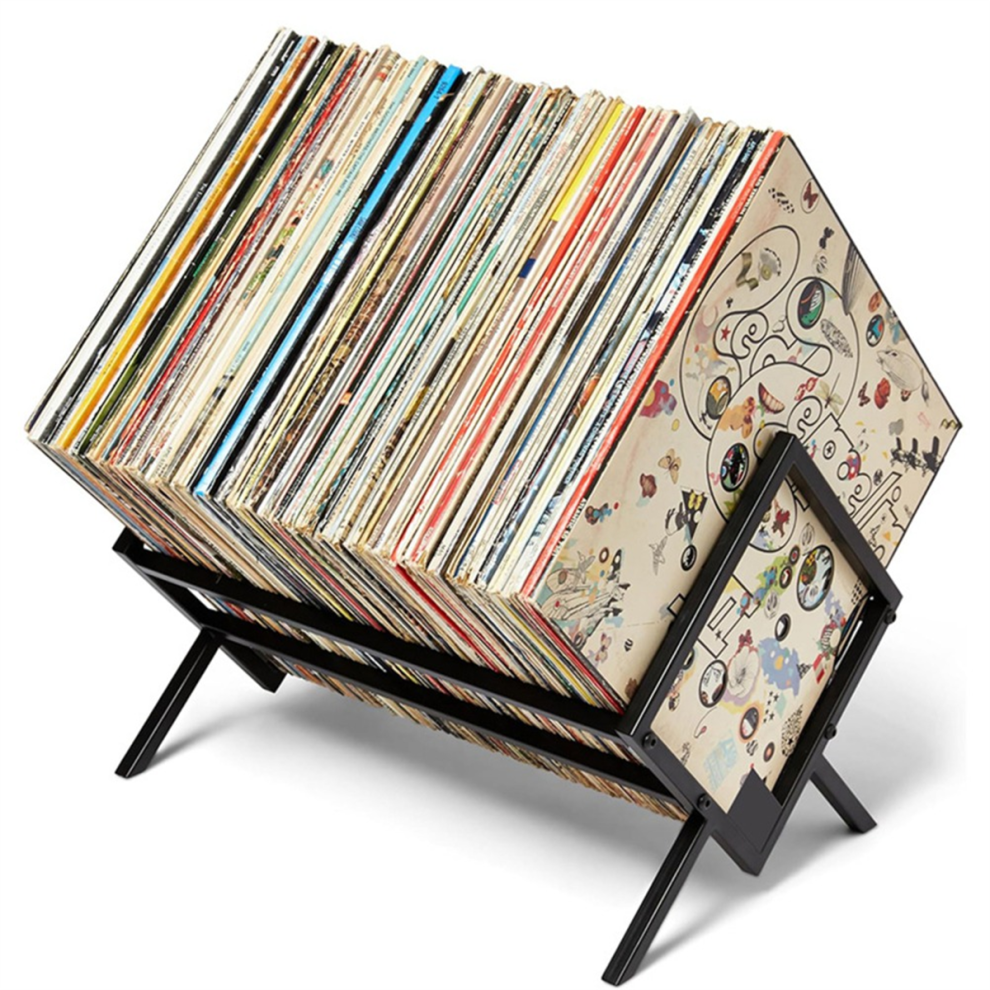 Record Storage Racks - Easy Assembly Vinyl Holder Stand 100Lps Sleek Matte Lp Black 4851366110607