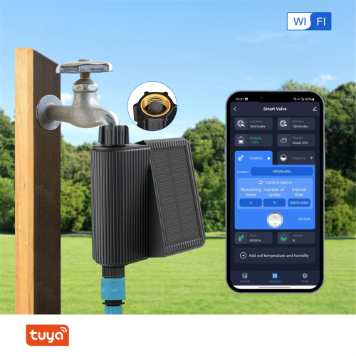 Smart Water Timer Solar Powered WiFi Sprinkler with Brass Inlet Automatic Irrigation Controller No Hub Required 1