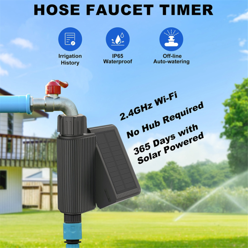 Smart Water Timer Solar Powered WiFi Sprinkler with Brass Inlet Automatic Irrigation Controller No Hub Required 2