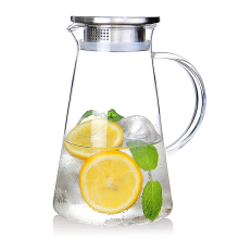 1,8 Liter Glaskrug mit Deckel, leicht zu reinigende Warmwasserkaraffe für heiße/kalte Getränke, Cold Brew, Tee, Saft
