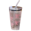 Bicchiere di plastica rosa da 450 ml trasparente con cannuccia e coperchio per bevande al latte e caffè, per casa, viaggi e bevande 1