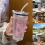 Bicchiere di plastica rosa da 450 ml trasparente con cannuccia e coperchio per bevande al latte e caffè, per casa, viaggi e bevande 2