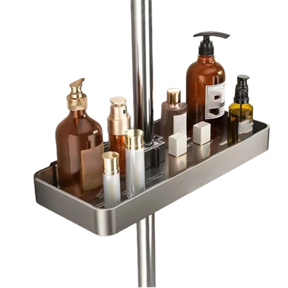 Exogio Bathroom Shower Head Holder Wall Mounted No Drilling Required Shampoo Organizer Rack Integrated Design Storage Shelf