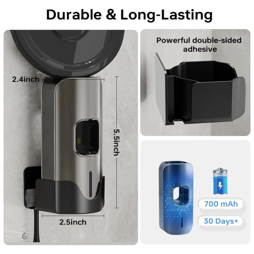 Toothpaste Dispenser, Squeezer Automatic Dispenser for Kids, Wall-Mounted Toothbrush Holder,E 2