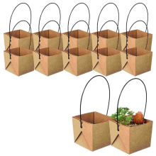 12 Pcs Mini Waterproof Kraft Paper Flower Pots with Drainage Holes Plastic Garden Supplies