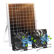 Ventilatore ad energia solare, pannello da 15 W con 2 ventole impermeabili per pollai, serre, ventilatore di aspirazione o di scarico dell'aria