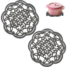 2 Pack Cast Iron Trivet Set, Round HeatResistant Hot Pads for Kitchen, 7.7 Inch Black Stove Handle Cover, Table