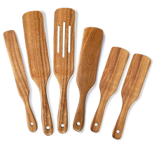 Spurtle-Set aus Holz, 6-teilig, natürliche Spurtles aus Akazienholz, Küchenutensilien zum Kochen, Rührspatel