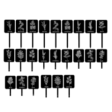 24Pcs Acrylic Plant Label Signs 12 Styles Garden Markers Stake Tags Black Waterproof with Names