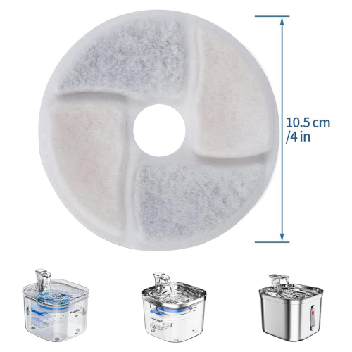 6 Pack Cat Water Fountain Filter, Diameter 4.1 Inch Filter Apply to Automatic Pet Replacement 1