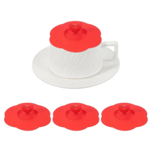 3Pcs Silicone Cup Covers, 4inch Heart Universal Lids Reusable Drinking Hot and Cold Beverages for Mugs Tea Cups