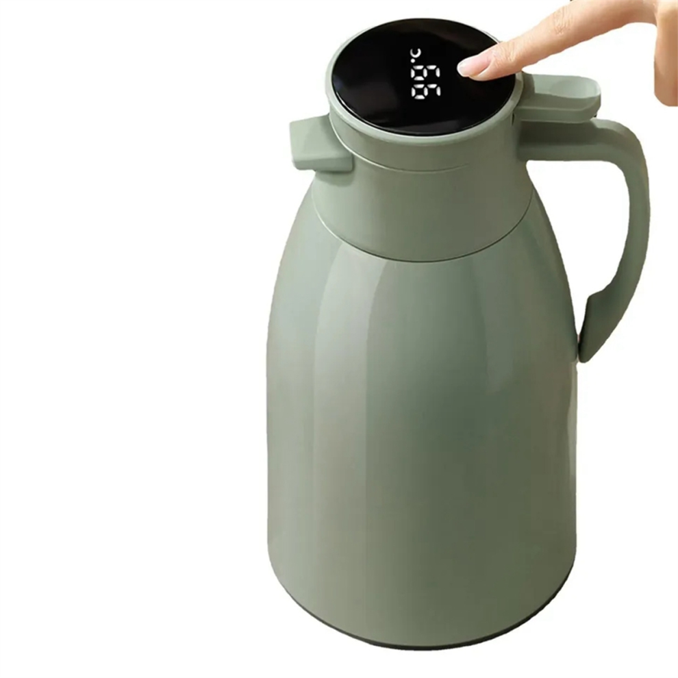 Exogio Thermal Kettle Household Digital Display Coffee, Glass Liner Vacuum Flasks Large Capacity Water Bottle Blue 2L