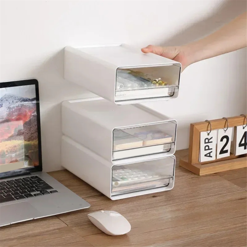 Transparent Desktop Storage Box Drawer Type Office File Bedroom Study Stack Combination Portable 2