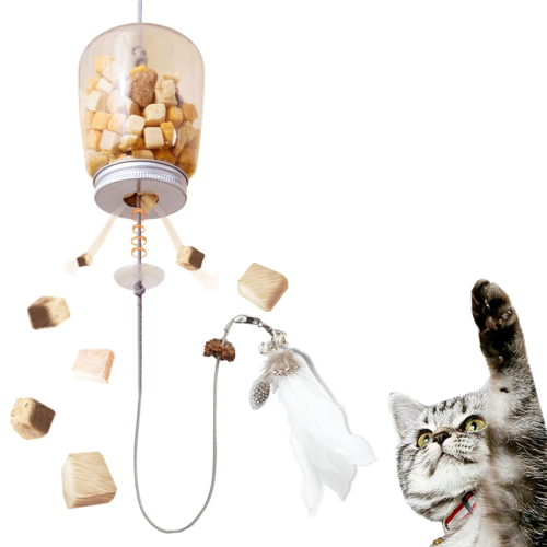 Jouet interactif pour chat avec clochette, corde à gratter, distributeur d'herbe à chat 2