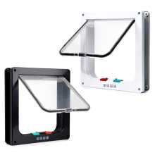 Porta per gatti con chiusura a 4 vie per animali domestici fino a 20 libbre, resistente alle intemperie, porte interne, armadio, garage, 2 pezzi