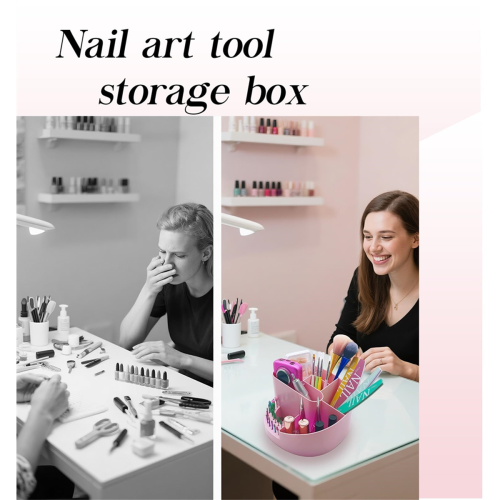 Support de perceuse à ongles 18 trous, organiseur de bureau professionnel rose 2