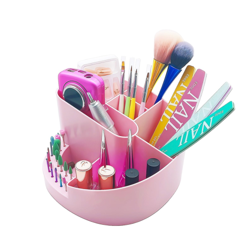Support de perceuse à ongles 18 trous, organiseur de bureau professionnel rose 1