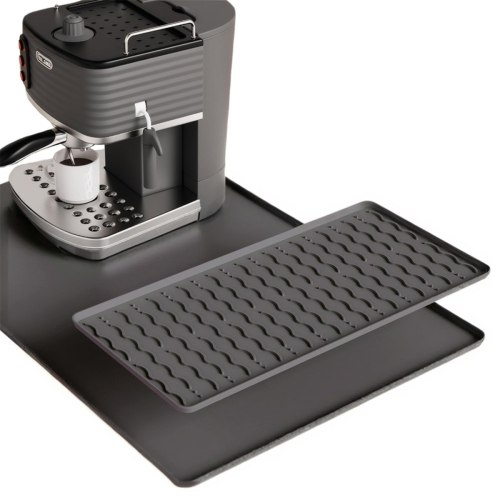 Coffee Bar Mat, Large Drying Mat for Kitchen Counter,Waterproof Countertop Protector Espresso Machine(Black) 2