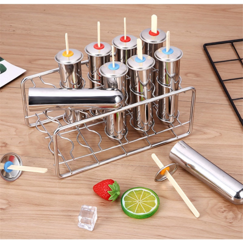 10 Stück Eisformen und Eisständer aus Edelstahl (Silber (rund)) 2