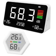 Digitaler Schallpegelmesser mit großem LCD-Bildschirm, Desktop-Dezibel 30–130 dBA, Geräuschüberwachungstester