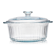 Teglia rotonda in vetro con coperchio, vetro borosilicato, per forno, resistente al calore