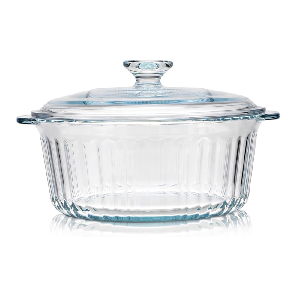 Exogio Round Glass Casserole Baking Dish With Lid, Borosilicate Glass, For Oven Heat-Resistant Bowl