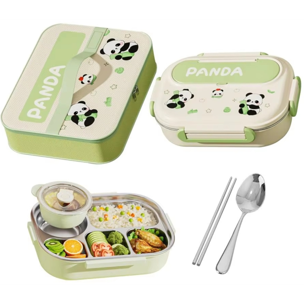 Exogio Lunch Box Set Capybara Panda Compartment Food Containers Snack Holder Stainless Steel For Picnic Boys Girls