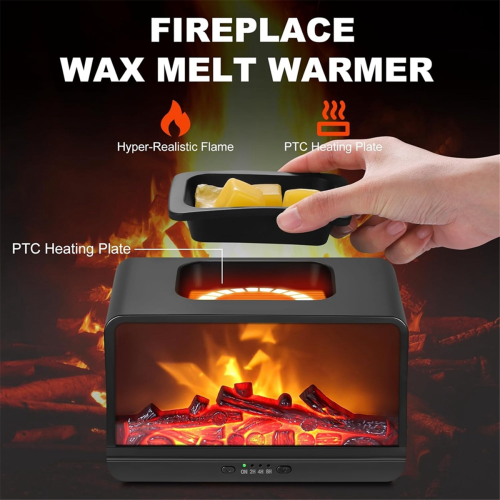 Flame Fireplace Wax Melt Warmer, Warmer with Timer, Electric for Scented EU Plug 2