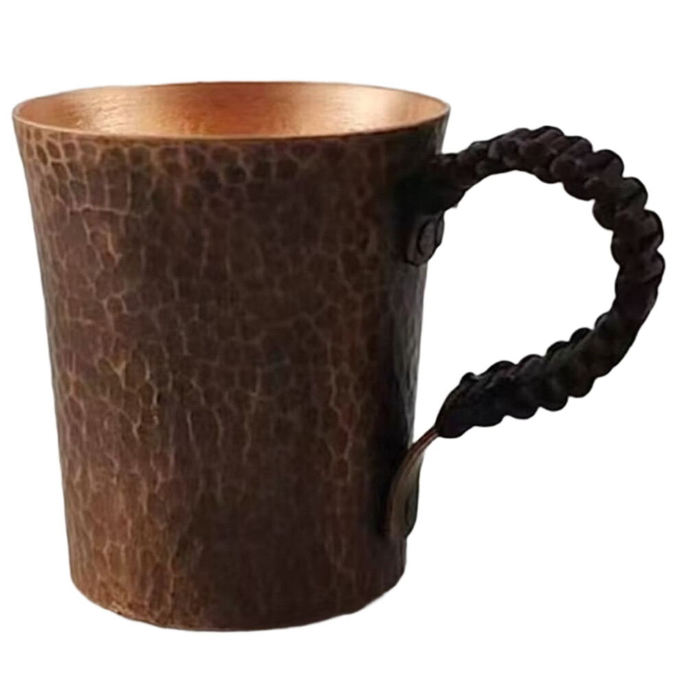 Exogio Vintage Pure Copper Coffee Cup,Mug Tumbler Engraving Hammer Texture Woven Handle 450 Ml Beer Mug,Tea Cup Tableware