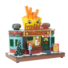 Decorazione natalizia a forma di casa di patatine fritte con luci a LED, decorazione natalizia per la casa e il tavolo