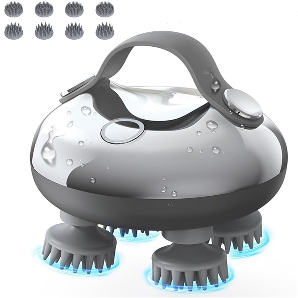 Exogio Portable Electric Scalp Massager-Rechargeable Ipx7 Waterproof Heated Massager With 100 Kneading Nodes For Massage