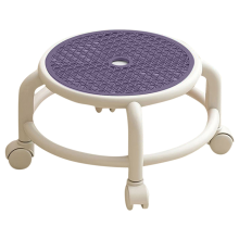 Sgabello girevole rotondo basso piccolo grigio universale con ruote per bambini e adulti, resistente, pratico e pratico.