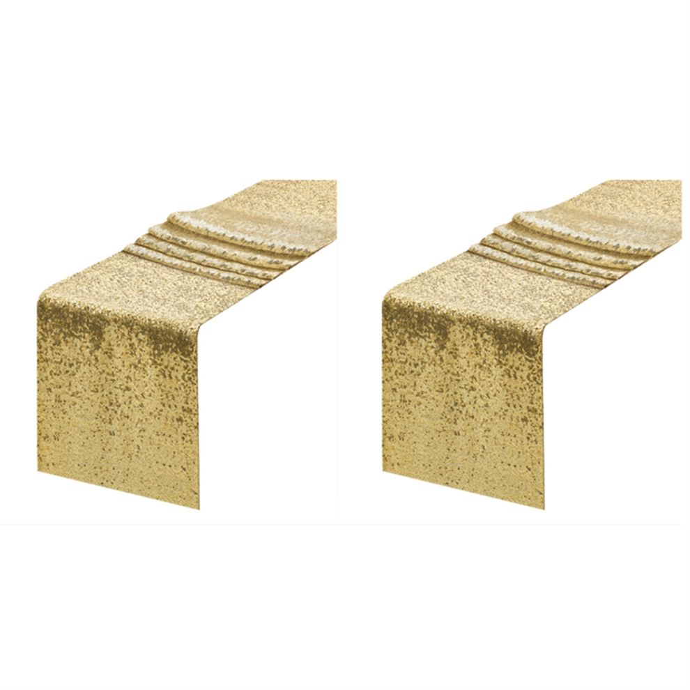 2 Pack Gold Sequin Table Runner 12x108 Inches for Party and Wedding Decorations-image-OPC-PJSFK68-NEW