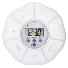 Automatischer Medikamentenspender, Pillen-Erinnerungs-Organizer mit Timer-Aufnahmefunktion, 7 Fächer, Box