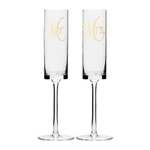 Mr&Mrs Champagnerflöten aus Kristall, 2er-Set, Toastglas für Braut und Bräutigam, modern und elegant, Geschenk zur Hochzeit, zum Jahrestag